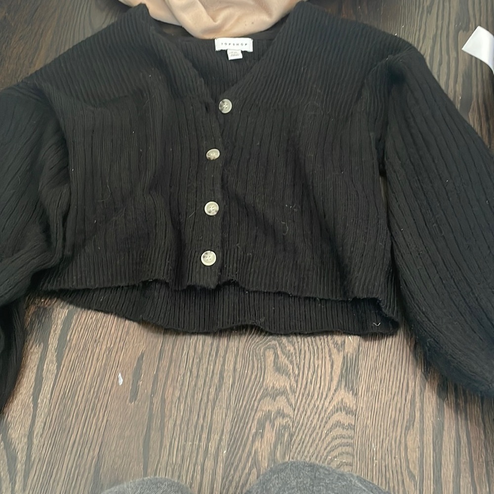 top shop black sweater with buttons